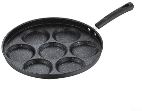 Zilimontt Cast Iron Pancake Pan with 7 Wells for Poffertjes, Takoyaki & Mini Pancakes – Includes Recipe, Oven & Induction Compatible – 20.5 cm Diameter