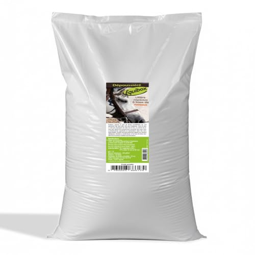 Générique Equibox® - Litière dépoussiérée de Roseau Miscanthus pour Chevaux, Naturelle, 100% Végétale, Biodégradable, 125 litres (Sac unitaire)
