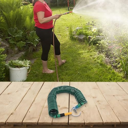Ausziehbarer einziehbarer Wasserschlauch mit verstellbarem Durchflusskopf und sicherem Wasserhahnanschluss, flexibler Kunststoff für Garten- und Autowäsche, 5 m, 10 m, 15 m (10 m)