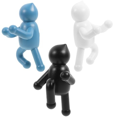Abaodam Set 3 Ganci da Parete Decorativi a Forma di Piccoli Omini in Abs, Montaggio a Muro o Adesivo, per Bagni e Soggiorni, Design Originale e Resistente Colore Casuale