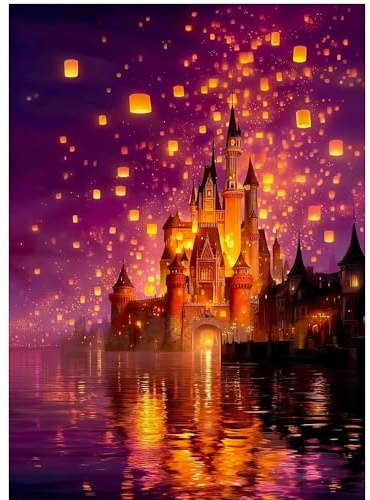 Frizlryem Diamond Painting Adultos 5D Completo Castillo de Ensueño, Pintura de Diamantes para Adultos, Kit Cuadro Diamantes DIY, Decoración Hogar Pared Regalo Creativo Arte Manualidades 30x40cm