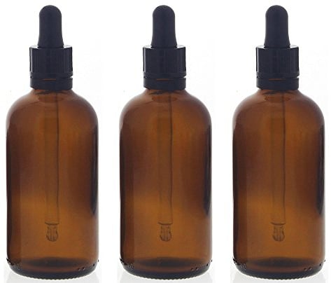 Braunglasflasche mit Pipette, 100ml leere braune Kosmetex Glasflasche, Pipettenflasche mit kompletter Pipettenmontur, 3× 100 ml