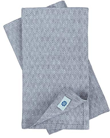 Linen & Cotton Schön Edel 4 x Stoffservietten Ulma - 100% Leinen, Schwarz Beige (47 x 47cm) Modern Servietten Stoff Leinenservietten Tischdekoration für Hochzeit Feier Gastronomie Weihnachten
