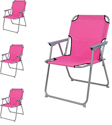 4 Stück Campingstuhl Faltstuhl Stoff Oxfort Pink Klappstuhl Anglerstuhl Regiestuhl Angelstuhl Metall B 53 x T 46 x H 74 cm