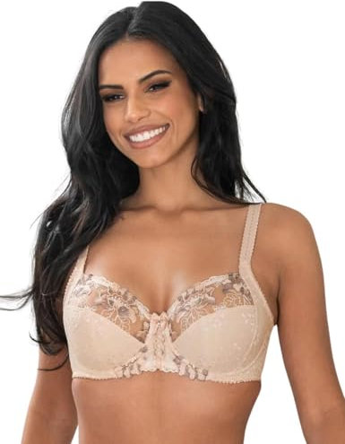 Pour Moi? Women's Sirens Sofia Lace Embroidered Side Support Everyday Bra, Beige (Latte Beige), 34G UK