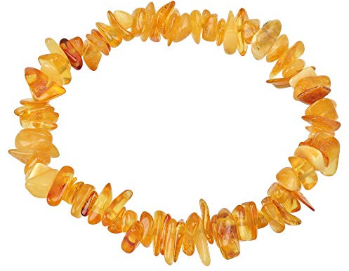 ELEDORO Bernstein Stretcharmband, ca. 17–18 cm | Warme Honig- bis Gelbtöne mit individueller Transparenz; naturbelassene Optik und elastisches Design