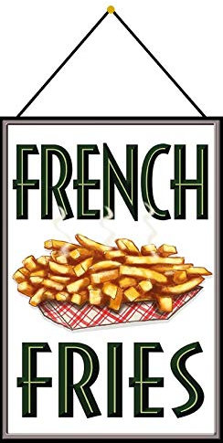 generisch Blechschild 20x30cm gewölbt mit Kordel French Fries Pommes Frites Deko Geschenk Schild