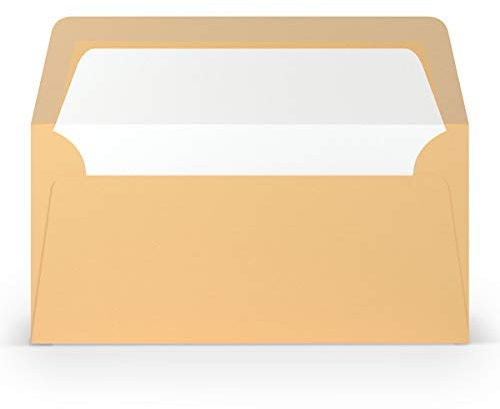 PAPERADO 50 Briefumschläge DIN lang/DL - Melon gerippt Lachs - 100 g/m² Kuvert ohne Fenster 22 x 11 cm - Umschläge mit Nassklebung gerader Klappe