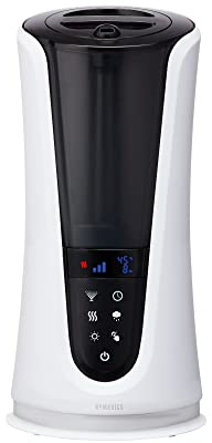 Homedics Ultrasonic Humidifier – Large Deluxe Air Humidifiers for Bedroom, Plants, Office – Cool and Warm Mist Humidifiers, Essential Oil Pads and Built-In Timer, 5 Mist Settings, White and Black