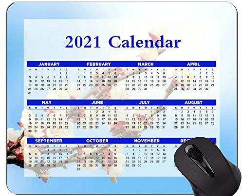 Kalender 2021, Blumen-Aprikosen-Baum-Maus-Pad mit genähten Kanten