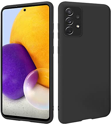 HSP Hülle für Samsung Galaxy A72, Silikon Handyhülle, Dünn Case, Schwarz | Kameraschutz, matt, passgenaue Aussparungen, erhöhte Ränder, Handy Schutzhülle, Silikonhülle, Phone Cover, Silicone