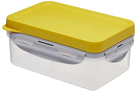 Lock & Lock to-GO Lunch Box – Brotdose mit 3 Fächern - aus hochwertigem, transparentem Kunststoff, bpa-frei – auslaufsicher – rechteckig, 1 Liter, gelb