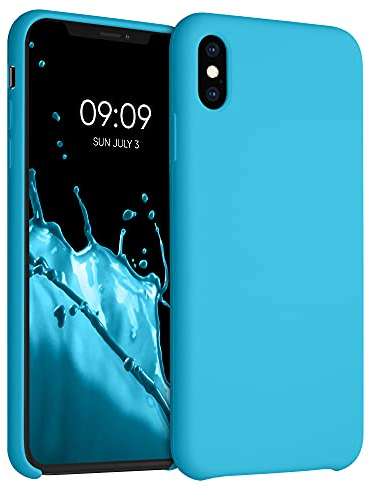 kwmobile Hülle kompatibel mit Apple iPhone XS Max Hülle - Silikon Handy Case - Handyhülle weiche Oberfläche - kabelloses Laden - Meerblau