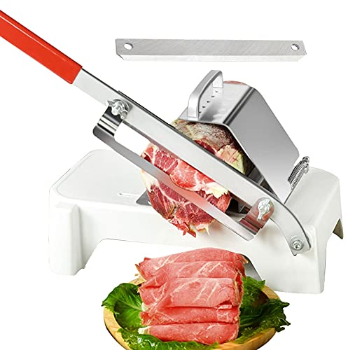 Manual Frozen Meat Slicer, 0.25-25mm Stainless Steel Meat Cutter with Spare Blade Beef Mutton Roll Food Cheese Slicer Vegetable Slicing Machine for Hot Pot Shabu BBQ Home Kitchen