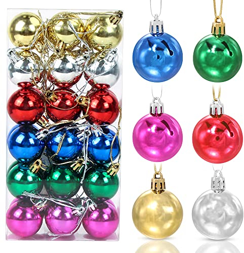 Weihnachtskugeln Bunt 36 Stück, Christbaumkugeln Kunststoff 4cm, Weihnachtsbaum Kugeln, Weihnachtskugeln Baumschmuck Ornamente, Christbaumkugeln Set für Party Weihnachtsschmuck