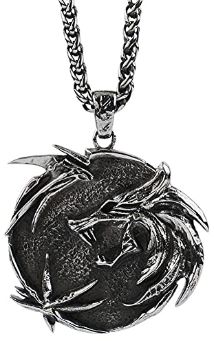 Herren Edelstahl Viking Fenrir Wolf Anhänger Halskette Nordischer Amulett Schmuck,Fenris wolf