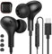 APETOO USB C Headphones for Samsung S25 S24 S23 FE S22 S21 A54 A53 Wired Earbuds with Microphone Volume Control Magnetic Noise Canceling in-Ear Type C Earphones for iPhone 16 15 Pro Max Plus, Pixel