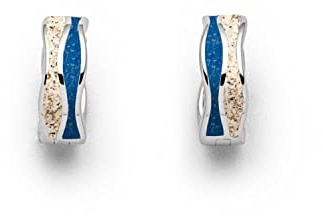 DUR Schmuck Creole WELLE Strandsand, blauer Steinsand, Silber 925/- rhodiniert (O5337)