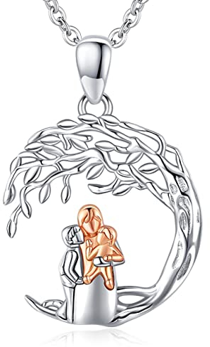 Odinstone Regalo per Mamma, Collana Mamma Albero della Vita Ciondolo Madre Figlia Cuore Argento 925 Gioielli Regali Festa della Mamma Compleanno per Donna