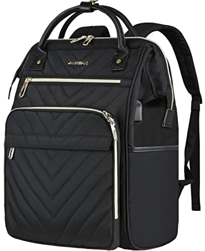 VANKEAN Laptop Backpack for Women Men 17.3 Inch Stylish Computer Work Backpack, Waterproof College Daypack Backpacks with USB Port & RFID Blocking, Business Travel Backpack, Black