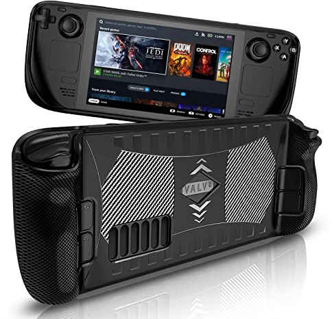 DLseego Protective Case for Valve Steam Deck, TPU Shell Compatible with Valve Steam Deck Console 2021 Shockproof Non-Slip Anti-Collision Grip Cover, Black