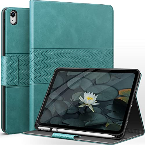 AUAUA Hülle für iPad (A16) 11./10. Generation (2025/2022), mit Stifthalter, Auto Schlaf/Aufwach Funktion, PU Leder (Grün)