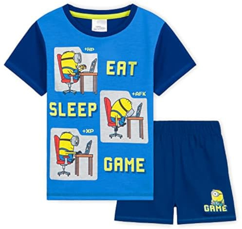 MINIONS Boys Pyjamas Set Short PJs Soft Breathable Loungewear Comfy Summer Sleepwear Teenagers Funny Gifts for Boys