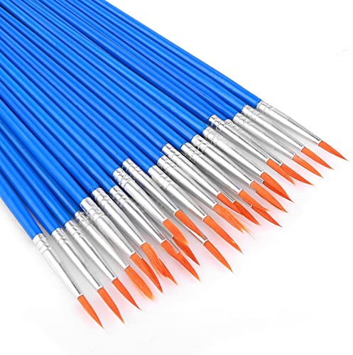 Prasacco 30 Stück Runde Pinsel, Kleine Künstlerpinsel Set Nylon Pinsel Detailpinsel für Körper, Gesicht, Felsen, Leinwand, Gemälde, Kinder und Erwachsene zum Zeichnen, Basteln (Blau)