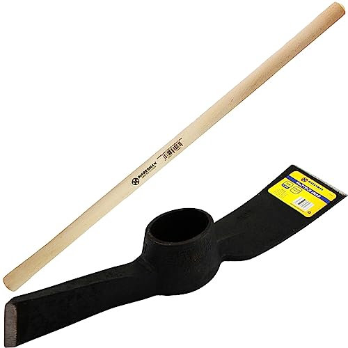 Marksman 5LB Mattock Head & 90CM Wooden Beech Handle Set | Black | Pick Axe | 2.2 KG | Garden | Drop Forged Steel | DIY | Farmers | Replacemet | Construction | Camping | Hand Tools UK Free P&P
