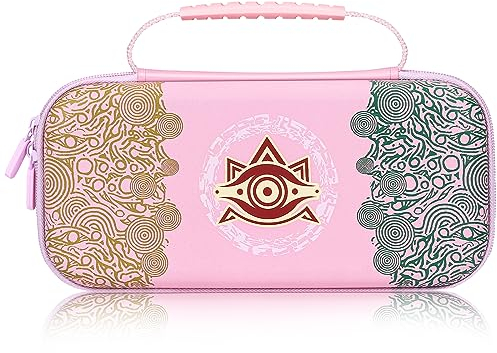 BRHE Etui pour Nintendo Switch/OLED, Compatible avec Les Consoles et Accessoires Switch, Pochette de Protection Portable Rigide pour Switch avec 10 Emplacements pour Cartes de Jeu (Rose)