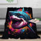 Hais 3D Karikatur Bedruckte Decke Für Kinder Erwachsene Weiche Warme Flanelldecke Für Bett Und Couch 50x60inch(127x152cm)