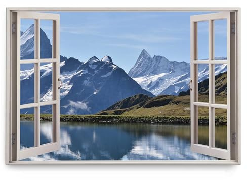 Paul Sinus Wandbild 120x80cm Fensterbild Schweiz Bergsee Alpen Berge Natur See