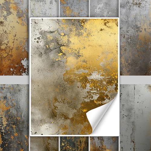 GRAZDesign Fliesenaufkleber Bad & Küche Silber und Gold Textur Stein Klebefliesen selbstklebend - 20x25cm / 50 Stück