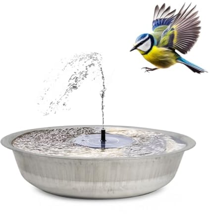 Fontaine solaire XXL 50 cm - Bol en zinc - Fontaine solaire flottante et bol décoratif comme fontaine de jardin d'extérieur - Jeu d'eau extérieur comme balcon - Bain d'oiseaux, jardin
