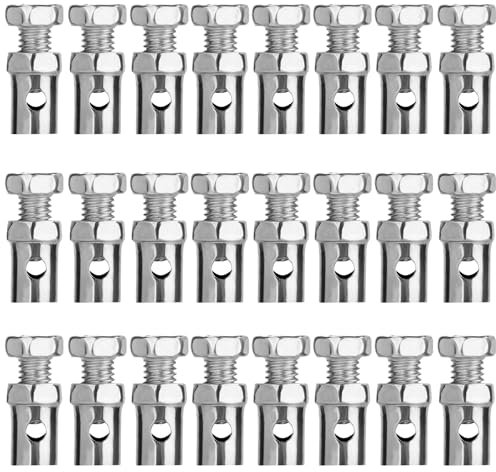 NQEUEPN Throttle Cable Ends, 24 Pieces Cable Stop Throttle Cable End Fittings Repair Kit for Motorcycle Motorized Bike Scooter Garden Tractor Parts, Silver