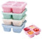 4Pack Snack Box, 4-Compartment Bento Box, Compartment Lunch Box, Reusable Lunch Boxes for Kids and Adults for School, Work, and Travel (Pink/Blue/Green/White)