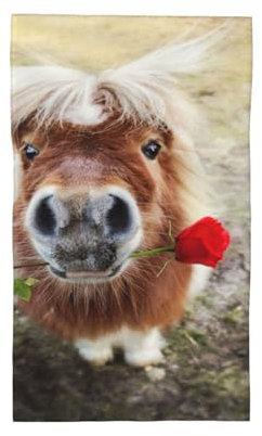 HDTVTV Pferd und Rose， Strapazierfähiges Waschlappen-Handtuch, Reise-Waschhandtuch, 40 x 70 cm