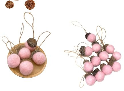 12 Stück Eicheln Anhänger im Scandi-Stil aus Filz, Handmade Herbstdeko Eicheln Filzanhänger Weihnachten Miniatur Weihnachtsdeko Weihnachtlicher Baumschmuck Winterdeko (06)