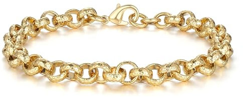 8mm Gold Kids/Childrens Lightweight Luxury Belcher/Bracelet, 6-Inch (Kids), 20g, Gold Plated - Bling King London