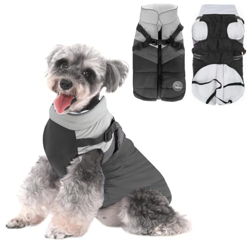 Voarge Hunde-Wintermantel, Wasserdicht Hundemantel Kaltes Wetter,Skifahren Hundeweste Fleece Warme Hunde Jacke (Schwarz, M)