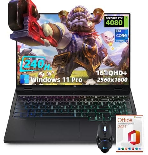 Lenovo Legion Pro 7i Gen 9 Gaming Laptop, 16 WQXGA 240Hz Display, RTX 4080, Intel 24-Cores i9-14900HX, 64GB DDR5, 2TB SSD, Backlit Keyboard,Windows 11 Pro, Office Lifetime License & Accessories