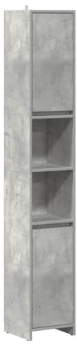 vidaXL Badezimmerschrank Betongrau 30x30x183,5 cm Holzwerkstoff, Badezimmermöbel, Waschbeckenschrank, Badschränke, Badmöbel, Badschrank