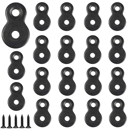 AUXBC 20Pcs Figure 8 Fasteners, Black Metal Table Top Fasteners, Heavy Duty Desktop Clips, Table Top Connector Brackets