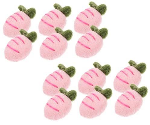 12 Stück Filzkarotten Ornamente Rosa für Broschen und Kopfschmuck
