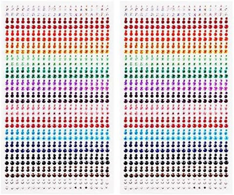 Naler 1800 Stück Glitzersteine Selbstklebend 2 Blätter Bunt Strasssteine Selbstklebend Schmucksteine Aufkleber Glitzer Strass zum Basteln mit Pinzette für DIY Handwerke, Nägel Deko