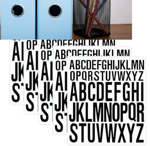 LONZIKP 5 Hojas de Letras Adhesivas, Letras Autoadhesivas, Letras Autocollantes Resistentes al Agua, Vinilo, para DIY, Marcado (2.5cm+5cm) (Negro)