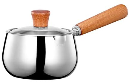 Folpus Stielkasserolle, Stielkasserolle mit langem Holzgriff mit Innenwandwaagen, Suppentopf, japanischer Kochtopf für Teehaus, Restaurantküche