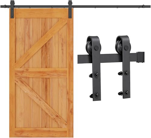 Soberine Binario per Porta Scorrevole Nero e Rustico Kit Accessori con Guida per Anta Singola in Legno Regolabile 8 FT/244 cm