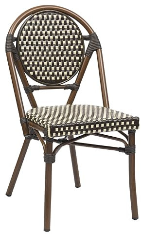 METRO Professional Gartenstuhl in Bambusoptik, Aluminium/PE Rattan, 45 x 55 x 88 cm, Stapelbar, 150 kg Tragkraft, Braun/Beige