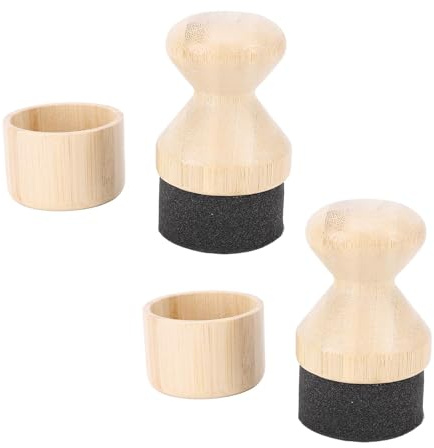 2 Sets Mineralöl- und Wachs -Applikator, Bambusoideae Schwammöl Applikator für Holzspatellöffel und Andere Utensilien